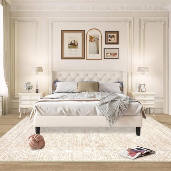 Beige Vintage Area Rug – Soft 8x10 Foundation for a Healing Room