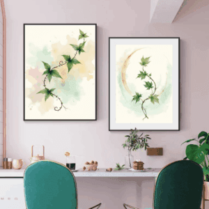 12 English Ivy Botanical Prints – Chateaucore Wall Art Set (Digital Download)