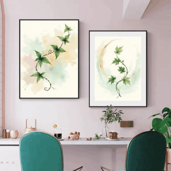 12 English Ivy Botanical Prints – Chateaucore Wall Art Set (Digital Download)