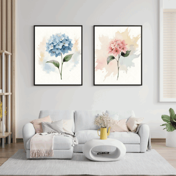 14 Hydrangea Botanical Prints – Chateaucore Wall Art Set (Digital Download)