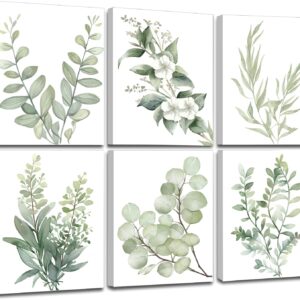Sage Green Botanical Wall Art – Framed Set of 6 for Healing Room Style