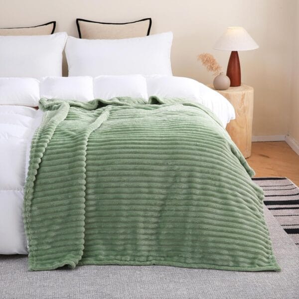 Sage Green Throw Blanket – Soft Microfiber Accent for Healing Room Style